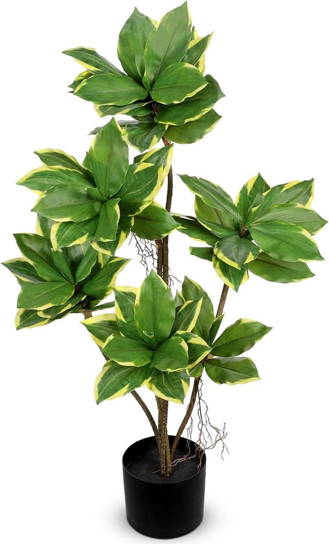 Artificial Tree 2.95Ft Faux Agave Plant Fake Tropical Yucca Palm Tree with 6 Heads in Pot Fake Dracaena Plants Tree for Home Decor Modern Office House Decoration Housewarming Gift Green