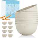 Wheat Straw Bowl Sets of 8,Unbreakable Cereal Bowl 26 OZ,Microwave and Dishwasher Safe Bowls,Kids Bowl suitable for Cereal,Salad,Snack and Soup. Winter-Snow Series (Beige)