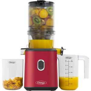 Omega Cold Press Juicer – Slow Masticating Hands Free Juicer Machine for Vegetables and Fruits with Wide Mouth Hopper for Whole Recipe Batch Juicing, Time Saving Series, Easy to Clean, Red