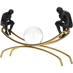 Thinker Thinking Man Statue with Crystal Ball Sculpture Figurine, Sculptures Home Decor, Home Office Living Room Desktop Display Decoration, Christmas or Birthday Gift