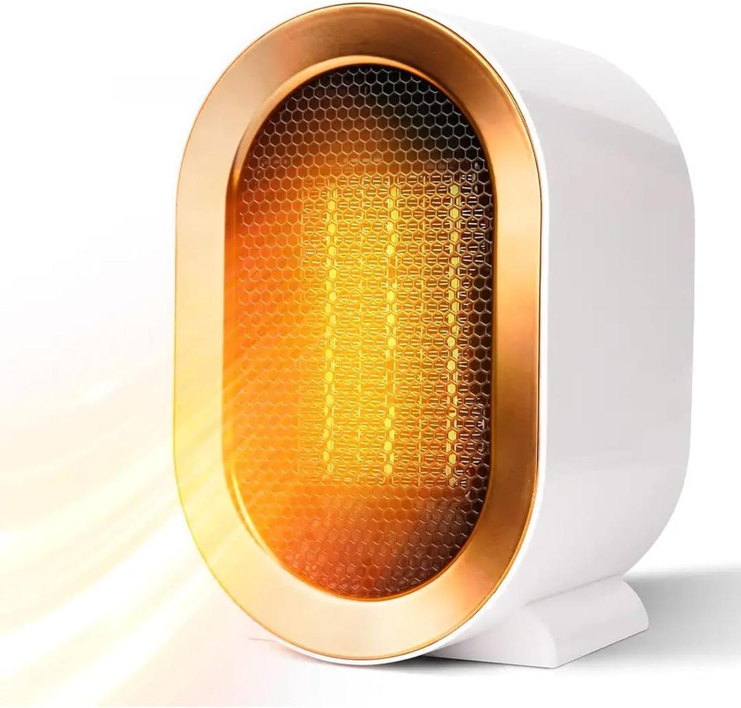 electric space heaters for indoor use: plug in portable small room personal heater with fan for bedroom bathroom | 1200 watt mini heater for office under desk table quiet handy 300 sq ft air heat (White)