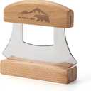 5inch Alaskan Mezzaluna Ulu Knife, Salad Veggies Rocker Chopper Slicer Cutter Hashing Chopping Mincing Cleaver with Wooden Stand Arthritic Tool