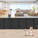 Upgrade 150 inch Retractable Baby Gates, EZIGO Extra Wide Baby Gate for Large Opening Extra Long Mesh Gate for Kids or Pet Dog Gate Child Safety Gate for Stairs Hallways Doorway Indoor Outdoor, Black