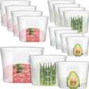 Reusable Storage Bags, Large-Size Set, 12 Pack 100% Silicone Food Storage Bags Stand Up Zip Lock Bags for Food, Freezer Microwave Oven Dishwasher Safe, 4 XL-0.8 Gallon + 4 L + 4 M, Translucent