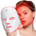 SUERBEATY Red Light Mask For Face, 7-1 Colors Red Light Face Mask, Facial Skincare At Home, Cordless, Portable and Rechargeable (White)