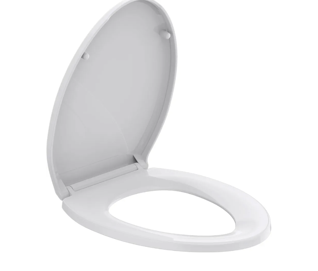 R&T Elongated Toilet Seat B1098, Heavy-Duty up to 440 lbs, Slow Close, Non Slip and Easy to Keep Clean, Easy to Install, White Premium PP Material
