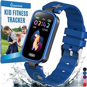 Inspiratek Kids Fitness Tracker for Age 5-16, 2022 Upgraded Tracker Kids Watch, Waterproof Watch for Kids with Pedometer, Sleep Monitor & Calorie Counter, Fitness Watch for Kids Girls Boys Teen (Blue)