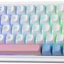 Redragon K709 PRO 65% Wireless Gasket RGB Gaming Keyboard, 68 Keys Hot-Swap Compact Mechanical Keyboard w/Free-Mod Socket, 5-Layer Noise Dampening & Round PBT Keycaps, Quiet Custom Linear Switch (Mint Mambo Switch, Wonder Pink & Blue)
