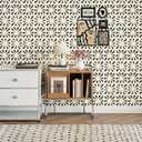 Peel and Stick Wallpaper Geometric Boho Wallpaper Black Beige Contact Paper 393 "x17.3 Self-Adhesive Wall Paper Vintage for Bedroom Waterproof Removable Shelf Liner Decal Vinyl Roll