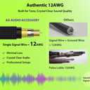 12 AWG 10.5mm 1/4" TS Mono Speaker Cable 3.3ft Nylon Braided, Kevlar-Reinforced,Triple Shielded (2 OFC&Al-Foil), Noiseless Amp Head to Cabinet TS Cable, for Marshall Boss Orange EVH