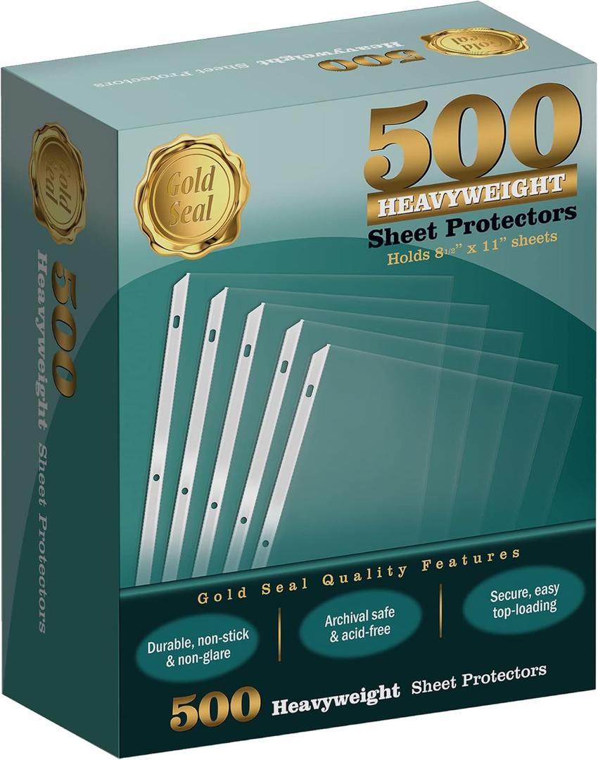 GOLD SEAL 500/Box Clear Heavyweight Poly Sheet Protectors8.5 x 11"
