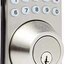Amazon Basics Electronic Keypad Deadbolt Door Lock with Auto Lock, Customizable User Codes, One-time Codes, Touch-Control Keyless Entry, Traditional, Satin Nickel, 1-Pack