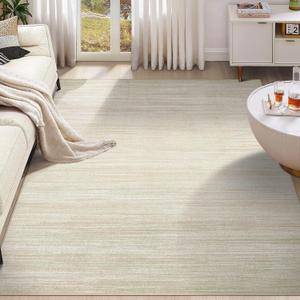 UERMEI 9x12 Washable Area Rug - Neutral Modern Abstract Living Room Rugs, Non-Slip Soft Large Indoor Floor Carpet for Bedroom Home Office & Under Dining Table Decor, Brown/Beige