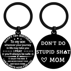 2 x Son Gifts from Mom Dad to Son keychain Teen Adult Sons Birthday Graduation Christmas Gifts (16-From Mom)