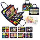 LearnToy Montessori Busy Board for Boys 3 4 5 Year, Sensory Toys for Toddlers 3-6, Ideal for Travel and Preschool - ABCs, 123s, Shapes, Colors, Animals, Weather, Birthday Gifts