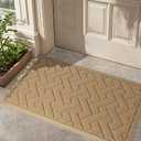 LEKEEPGO Door Mat Outside Entrance, Absorbent Indoor Outdoor Front Door Mats, Muddy Dirt Resist Outdoor Doormat, Non Slip Backing Low Profile Entryway Entry Floor Welcome Mat, 31.5"x47", Beige