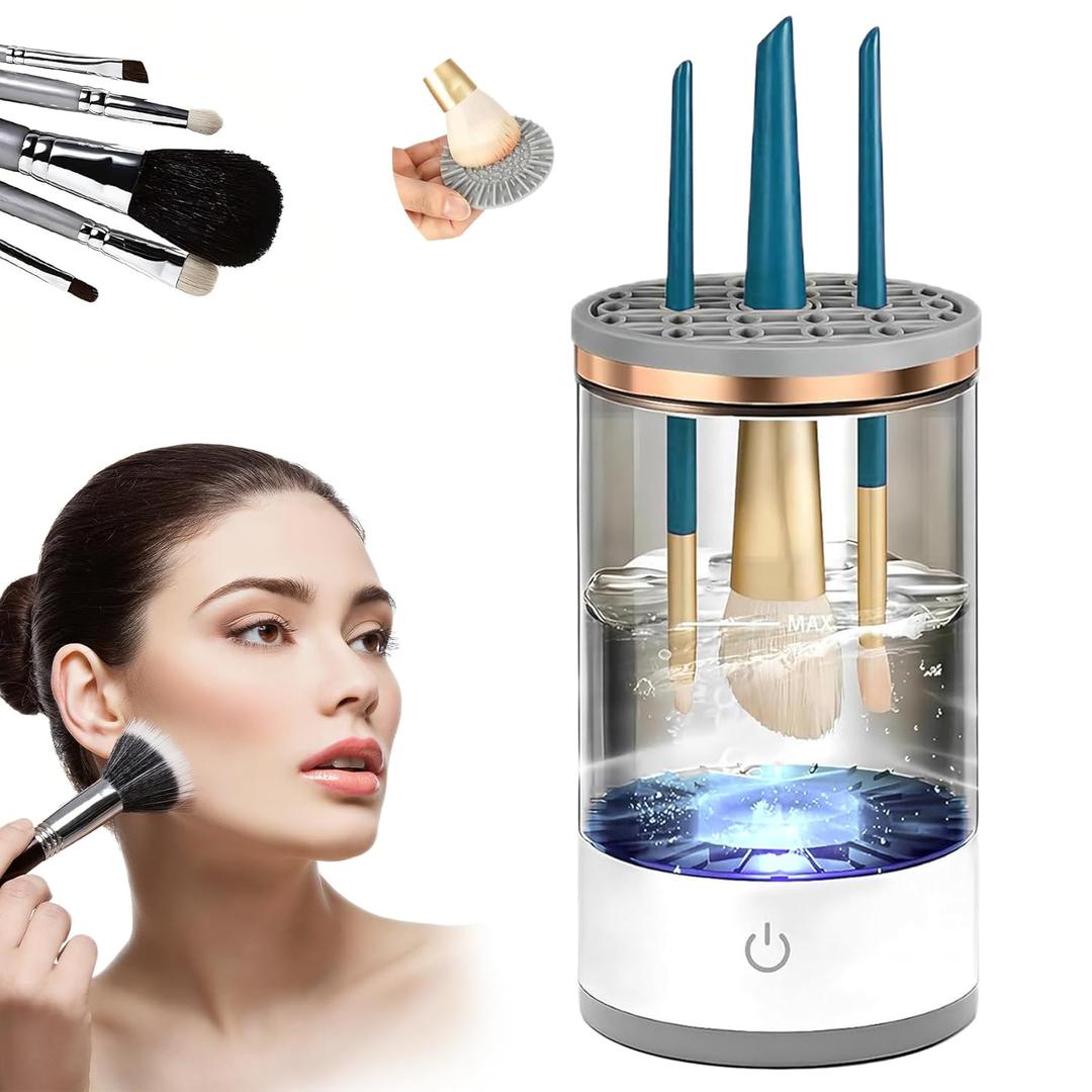 Electric Makeup Brush Cleaner,Multi-Use Cosmetic Brush Cleaner, Automatic Spinning Makeup Brush Cleaner for All Size Makeup Brushes (Black)