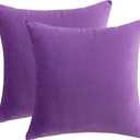 RainRoad Velvet Decorative Throw Pillow Covers Cushion Cover Pillow Case for Sofa Couch Bed Chair Soft Square Dark Purple Throw Pillows 18x18 Inch,Set of 2