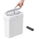 funest Bathroom Small Trash Can with Lid, 13 Liter/3.4 Gallon Slim Garbage Bin with Press Top Lid, White Wastebasket for Bedroom, Office, Kitchen, RV
