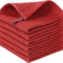 Homaxy 100% Cotton Waffle Weave Kitchen Dish Cloths, Ultra Soft Absorbent Quick Drying Dish Towels, 12 x 12 Inches, 6-Pack, Brick Red