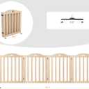 YOCAN 23.6" Tall Solid Wood Freestanding Dog Gate, 4-Panel | Foldable Indoor Pet Gate with Upgraded Integrated Support Feet, No Assembly Dog Barrier for Doorways, Hallways & Stairs