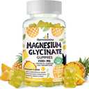 3 x Magnesium Glycinate Gummies 2500mg - Sugar Free Magnesium Potassium Supplement with Vitamin D, B6, CoQ10 for Calm Mood & Sleep Support - 90 Pineapple Gummies