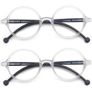 TISHUI Round Reading Glasses for Women Men +0.75 Blue Light Blocking Circular Readers Unisex Blue Ray Circle Cheaters Glasses Ultra Lightweight Blueblockers, 2 Pairs of Clear Reading Glasses