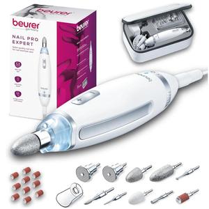 Beurer MP62 Professional Nail Drill Kit, Portable Electric File Machine with 10 Attachments & 10 Sanding Bands, Efile Dremel for Acrylic Gel Manicure and Pedicure, LED Light, with Storage Case
