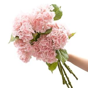 CXGS Artificial Hydrangea Flower 5PCS 21.7 inch Real Touch Faux Flowers Large Blue Fake Flower DIY Bouquet Hydrangeas with Long Stem for Home Party Floral Arrangements Wedding Centerpieces Decor