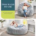 Hobestluk Bean Bag Chairs Giant Beanbag Chair with Filler, Memory Foam Bean Bags with Fluffy & Machine Washable Cover, Bean Bag Chairs for Aduts for Living Room, Bedroom (Grey, 5FT - 50 x 50 x 24)