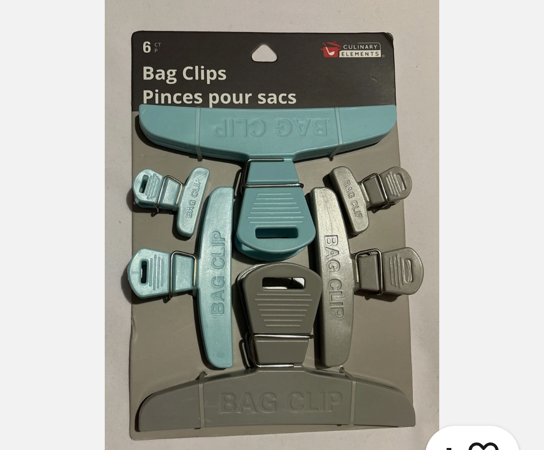 Culinary Elements 6 Piece Bag Clips, And Reusable Ice Cubes 7Pcs