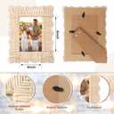 Lineshading 2 Pack Scalloped Woven Wicker Picture Frame 4 x 6 Inch Rattan Photo Frame for Wall Tabletop Display Home Decor Accessories Gifts for Family Friends