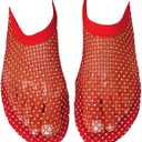 Ultra Comfortable Mesh Flats for Women Fishnet Sandals Low Heel Slip on Rhinestone Shoes, Size 40/9