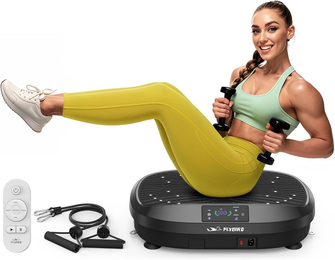 FLYBIRD Vibration Plate Exercise Machine, 120 Adjustable Speed High Intensity Vibration for Muscle Toning Weight Loss Lymphatic Drainage, Full Body Workout Vibration Plate Ideal for Fitness & Recovery