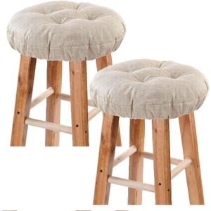 Bar Stool Covers Set of 2, Stool Covers Round with Elastic Band Pad, Soft Stool Seat Covers, Nonslip and Washable, 12 Inch, Beige