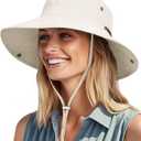 FURTALK Sun Hats for Women Ponytail UPF 80+ Beach Summer Hat Wide Brim Packable Cowboy Hat (One Size, Beige)