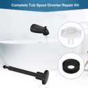 2 Set Tub Spout Diverter Repair Kit, Bathroom Shower Bathtub Leaky Faucet Repair Replacement Parts, Includes 2 Diverter Valve Stems, 2 Gates Seals and 2 Cup (Matte Black)