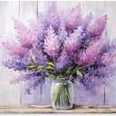 Rustic Lavender Wall Art Country Floral Canvas Prints Botanical Wall Art Watercolor Flower Bathroom Wall Decor Painting Purple Canvas Wall Art Modern Artwork for Bedroom Framed 16" x 24"
