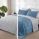 Exclusivo Mezcla Lightweight Reversible Twin Size Comforter Set, Down Alternative Comforter with 1 Pillow Sham, Twin Size Bedding Set for All Seasons, Bluish Grey
