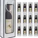 WAKAKO 12 Pcs Wine Gift Bag for Bottle, Bulk Kraft Paper Bag with Handles Reusable Clear Window for Weddings, Christmas, Birthday, Party, Graduations, Thanksgiving (White)