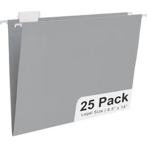 Y YOMA Legal Size - 25 Pack Colored Hanging File Folders Decorative Hanging Folder Cute Pretty File Folder for Filing Cabinet Office Home with 1/5-Cut Adjustable Tabs, Morandi Blue
