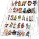 Card Display Stand set of 2, Clear 5-Tiered Shelf For Greeting Card, Stickers, Postcard, Sports Graded Card, Football Baseball Basketball Cards, Table Top Holder Display Rack For Psa Slabs (2 Pack)