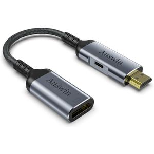 HDMI to DisplayPort Adapter, 4K@60Hz HDMI Source to DisplayPort Monitor Uni-Directional Compatible with PC Graphics Card Laptop Xbox One/360/NS/PS5/Mac Mini Supporting 2K@144Hz 1080P@165Hz