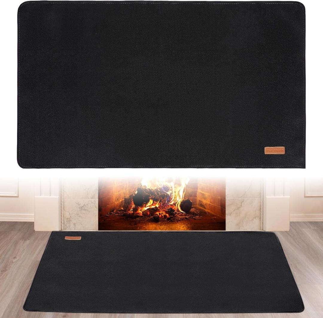 Fireplace Rugs Fire Resistant - 28 X 48 X 0.04 Inch Square Fire-Proof Hearth Blanket Mat Carpet Protector for in Front of Fireplace for Stove, Decks, Indoor, Outdoor, Fire Pit, Grill & Floor