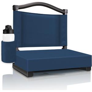 HABUTWAY Stadium Seats with Back Support and Thick Cushion Bleacher Seats with Backs and Cushion Wide, Stadium Chairs Include Shoulder Strap and Pocket, Perfect for Sports Events (1 PC, Navy Blue)