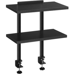 Clamp On Desk Organizer, 2-Tier Desktop Bookshelf, Adjustable Desk Storage Shelf, Metal Frame, for Office, Study and Game Room, Black DSBK3501