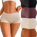 CUTE BYTE Womens Seamless Boy Shorts Underwear Soft Stretch No Show Boxer Shorts Briefs Panties for Ladies 4 Packs (Medium, Black/Nude/Mocha Gray/Brick Yellow)