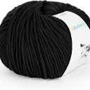 Katech Cotton Yarn for Crocheting-55% Cotton 45% Acrylic-4 Medium (Worsted)-Super Soft Milk Cotton Yarn-Great Crochet and Knitting Starter Kit for Colorful CraftBlack (1pack)