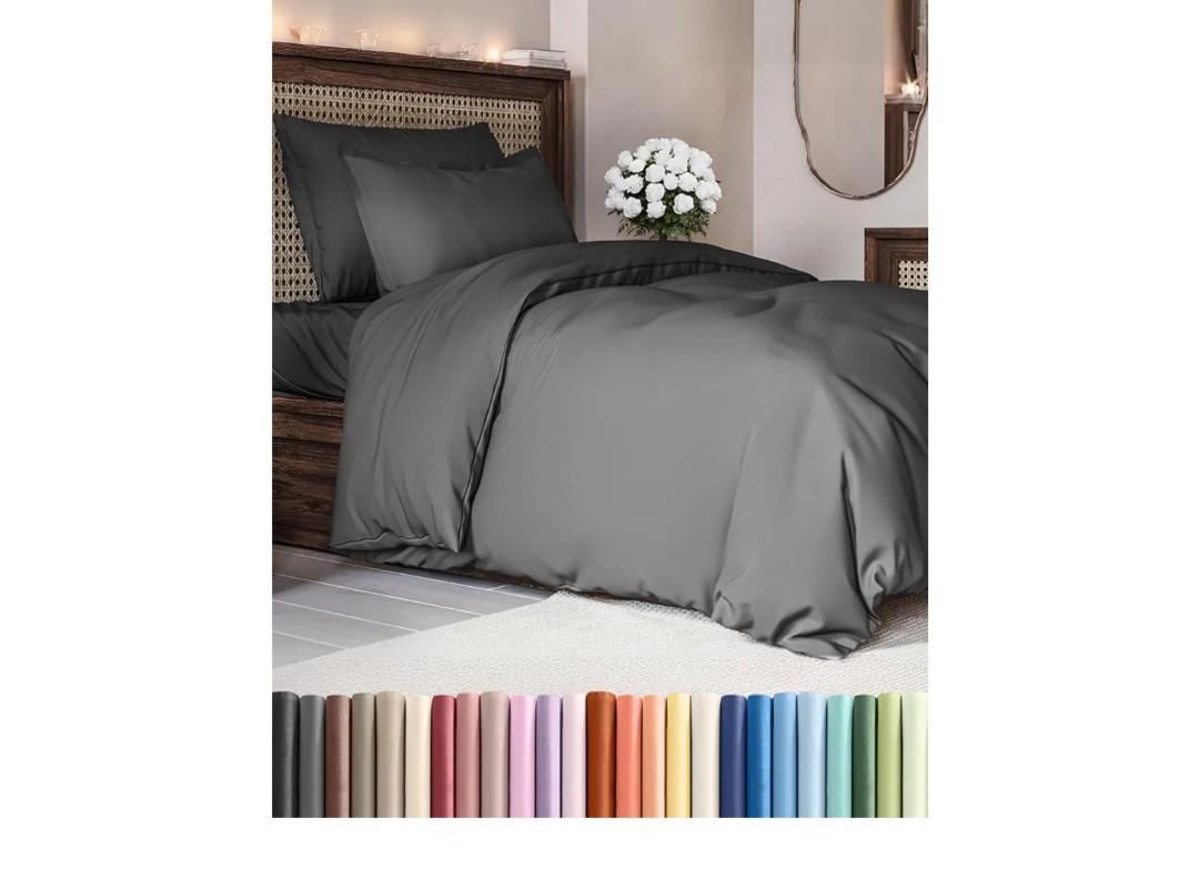 Duvet Cover Twin/Twin XL Size - Extra Soft Twin/Twin XL Size Duvet Cover - Breathable, Easy Care and Fade Free with Zipper Closures & Ties - 68" x 90" Inches - (Charcoal) Comforter Not Included