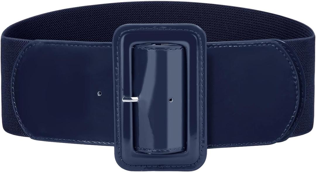 VONMELLI Stretchy Wide Women Belts Elastic Vintage Belts for Women Fashion Ladies Waist Belt for Dress (Fit waist size 38"-42", Navy Blue)